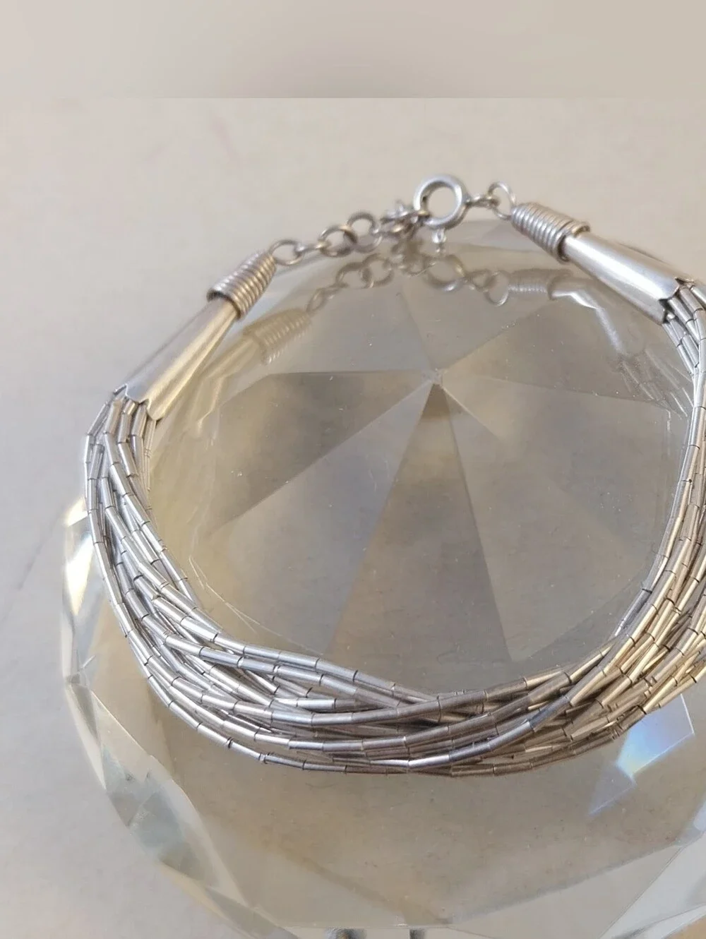 Vintage Sterling Silver Multi-Strand Tube Bead Bracelet - Women's Jewelry - Picture 5 of 12